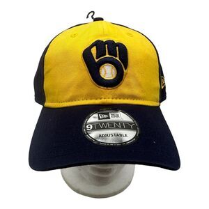 New Era 9Twenty Milwaukee‎ Brewers Core Classic Adjustable Hat Cap MLB Navy Gold
